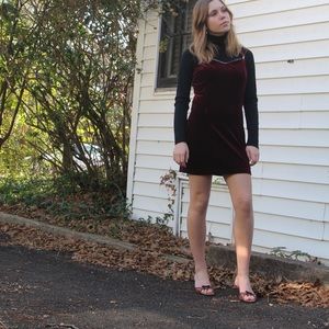 maroon velvet vintage dress with rhinestones